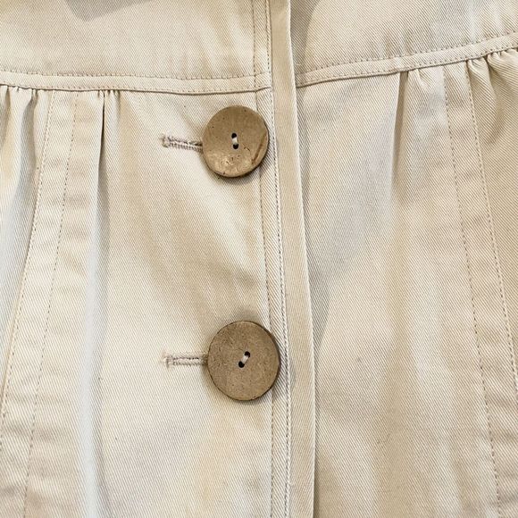 CHICO'S Beige Denim Three Button Up Crop Jacket Women Chico's Size 0 Small - Picture 2 of 11